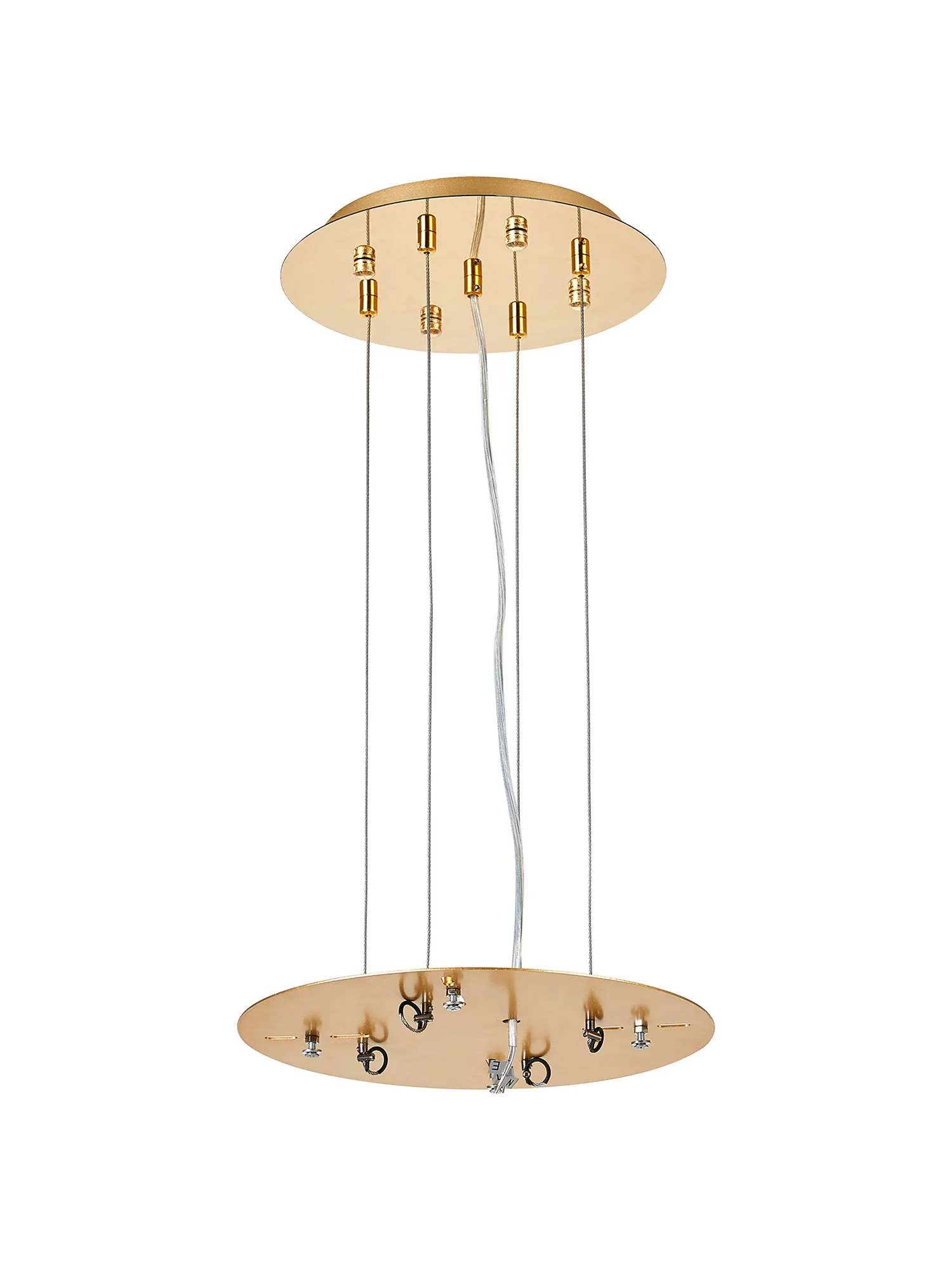 D0931FG/GO  Lowan 290mm, 3m Suspension Plate c/w Power Cable To Lower Flush Fittings, French & Painted Gold Max Load 40kg (ONLY TESTED FOR OUR RANGE OF PRODUCTS)